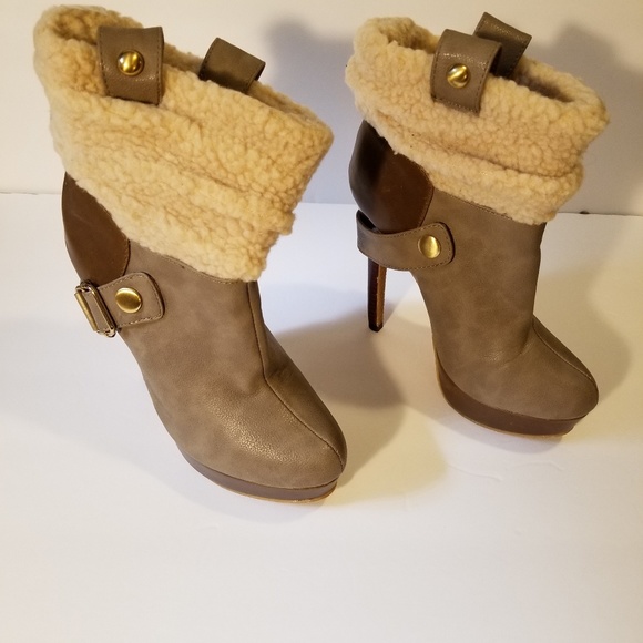 Colin Stuart Shoes - Sherpa Two toned Stilettos boots